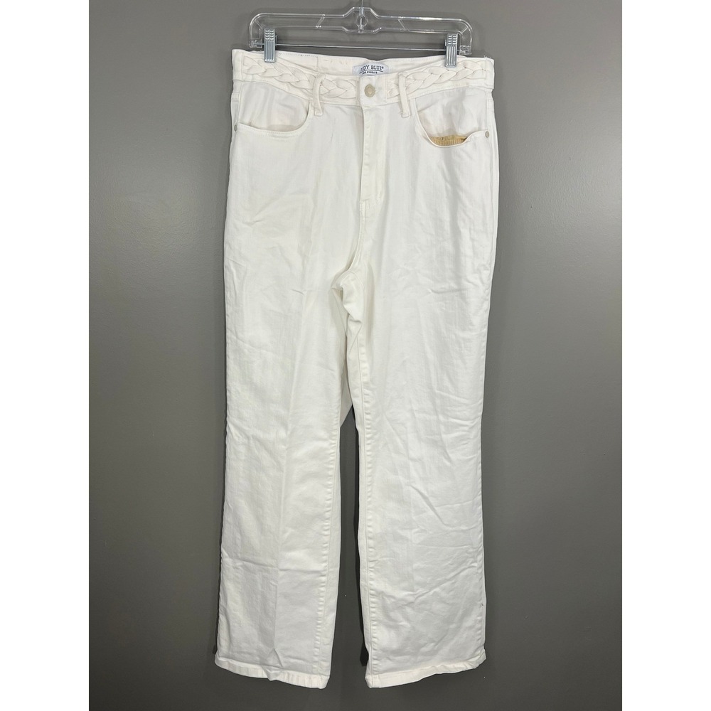 Judy Blue Wide Leg Jeans Women 14W White Great Braided Waist JB88781 WHT